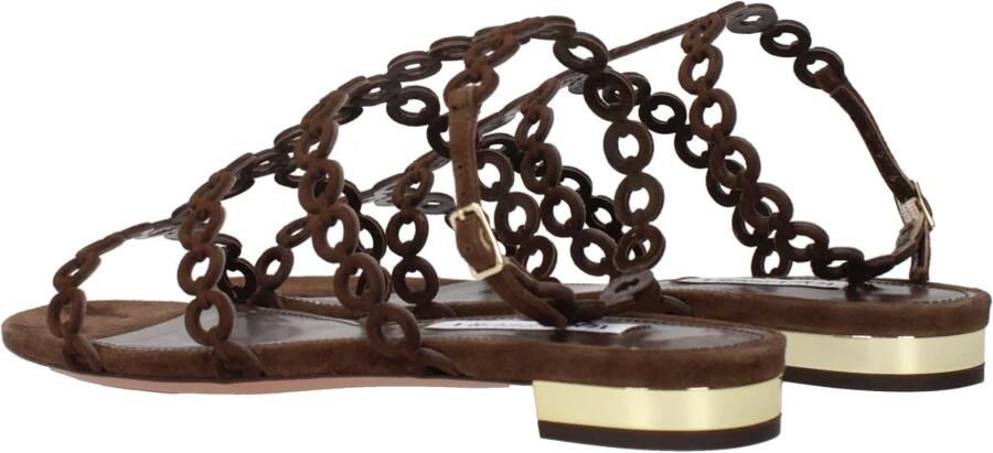 Aquazzura Elegante Espresso Suède Ketting Sandalen