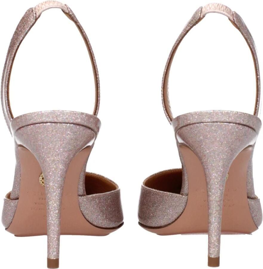 Aquazzura Glitter Slingback Pumps met 90mm Hak Beige Dames