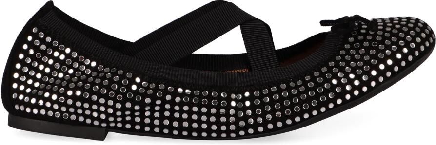 Aquazzura Suede Ballerina`s met Strass Steentjes en Strik