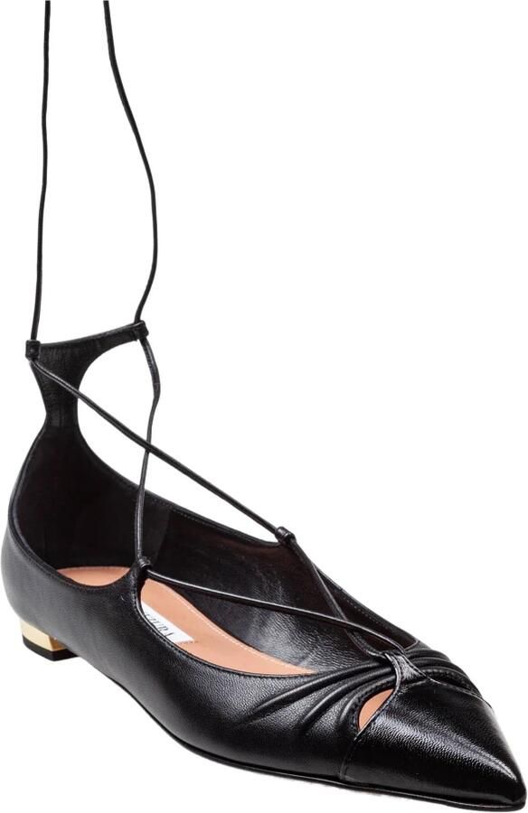 Aquazzura Puntige balletflats met goudkleurige hak Black Dames
