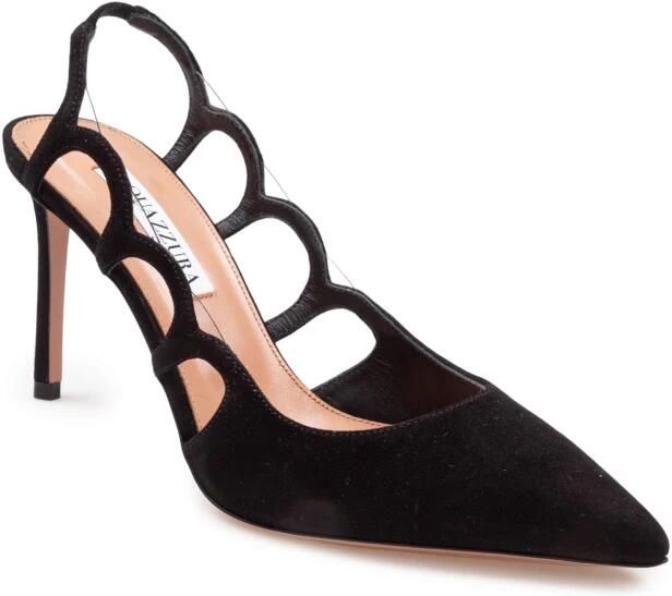 Aquazzura Zwarte Suède Décolleté Bootie Pomp