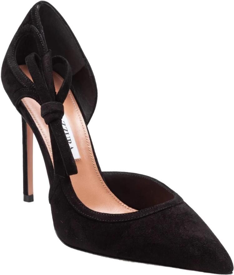 Aquazzura Zwarte Suède Pumps met Puntige Neus