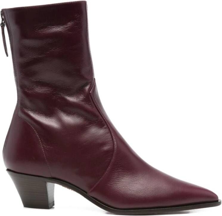 Aquazzura Bordeaux Enkellaarzen Nappaleer