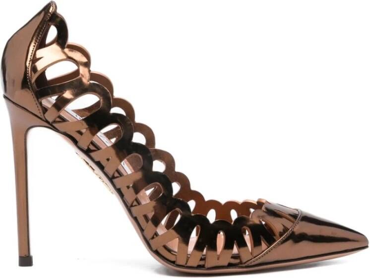 Aquazzura Bronzen Kalfsleer Uitgesneden Sandalen