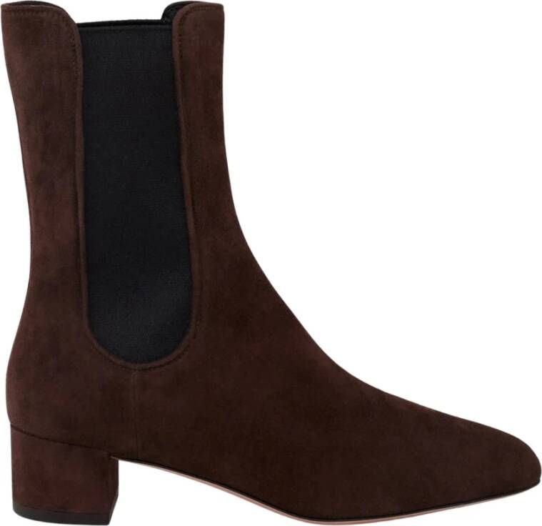 Aquazzura Bruine enkellaarsjes met lage hak