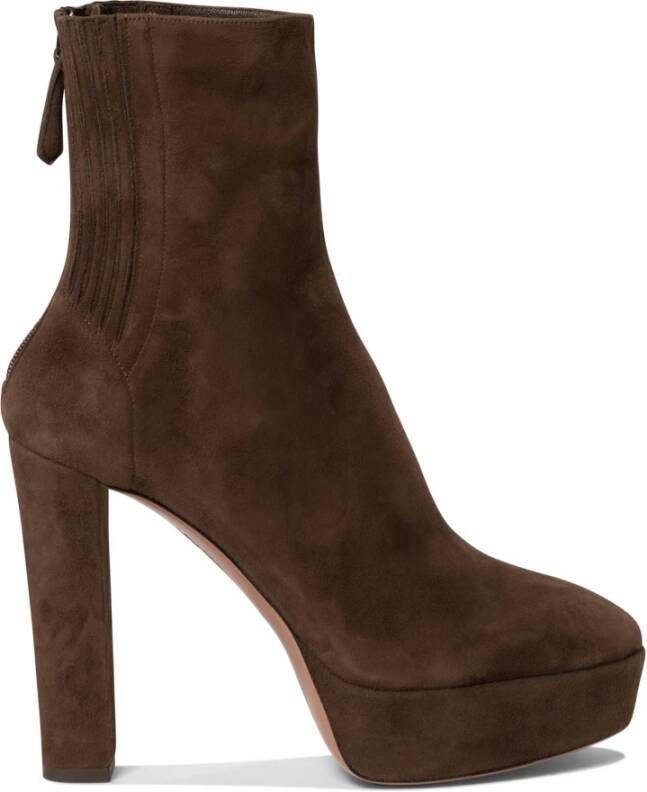 Aquazzura Bruine Enkellaarzen Trendy Stijl
