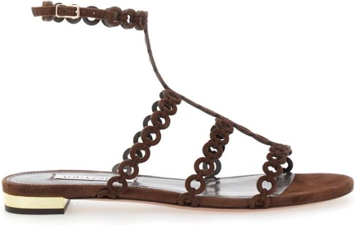 Aquazzura Bruine Infinity Chain Platte Sandalen