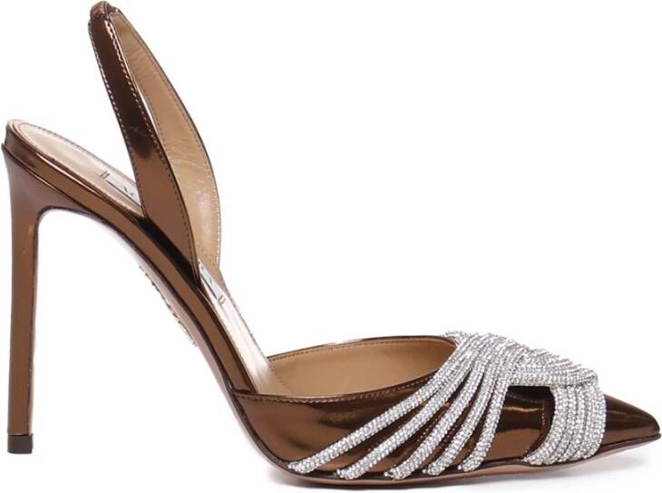 Aquazzura Slingback pumps met spiegelende kristaldetail Brown Dames