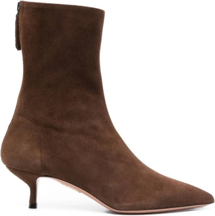 Aquazzura Elegante Bruine Enkellaarzen