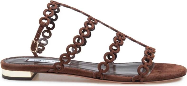 Aquazzura Elegante Espresso Suède Ketting Sandalen - Foto 3