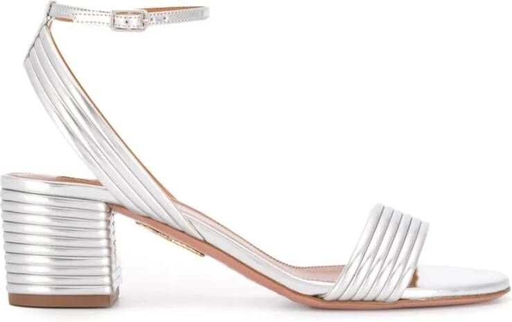 Aquazzura Elegante Zilveren Sandalen met Mid Heels