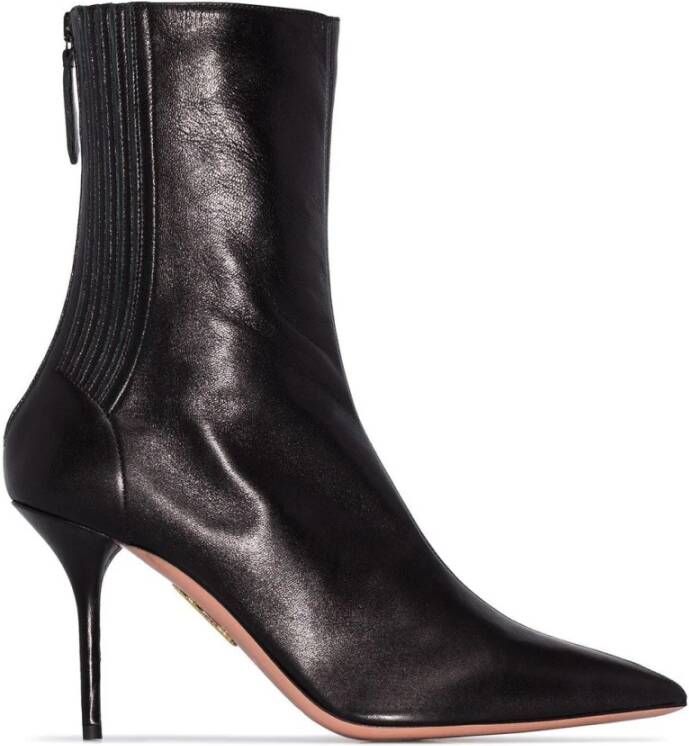 Aquazzura Elegante Zwarte Leren Enkellaars