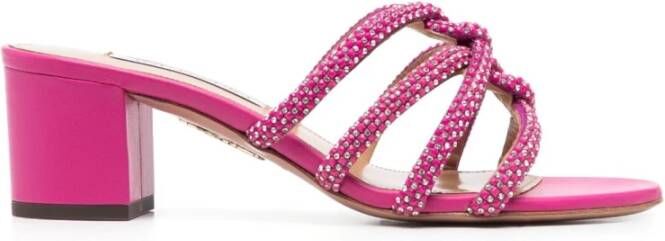 Aquazzura Kristalversierde leren muilen Pink Dames