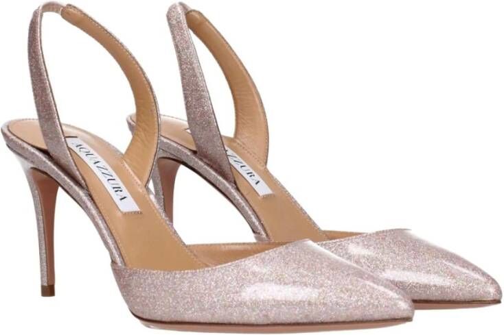 Aquazzura Glitter Pointy Toe Mid Heel Sandalen