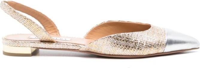 Aquazzura Gouden Gelamineerde Platte Sandaal