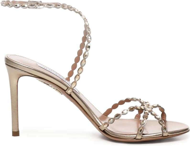 Aquazzura Gouden Kristal Stiletto Sandalen