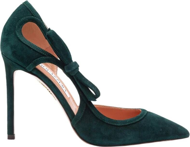 Aquazzura Groene Suède Pumps met Puntneus