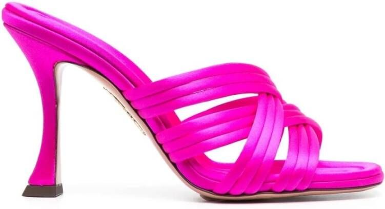 Aquazzura Roze Satijnen Hakken Muiltjes Pink Dames