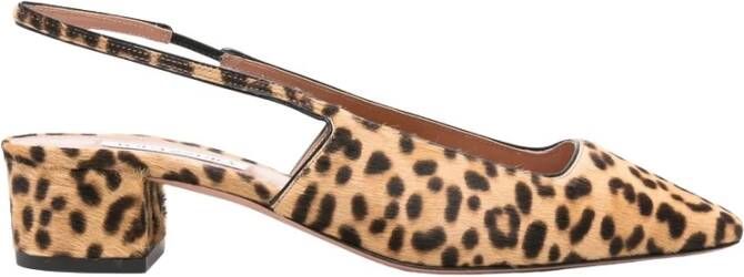 Aquazzura Kameelbruin dierenprint slingback schoenen