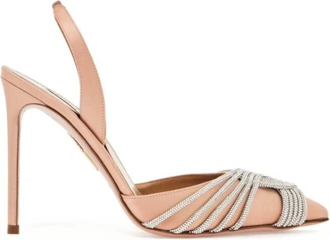 Aquazzura Kristalversierde Sling Pumps Beige Dames