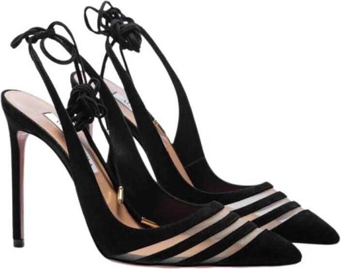 Aquazzura Lakleren veterschoenen Black Dames