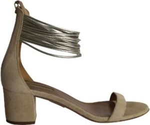 Aquazzura Minimalistische beige suède sandalen met metallic zilveren bandjes Beige Dames
