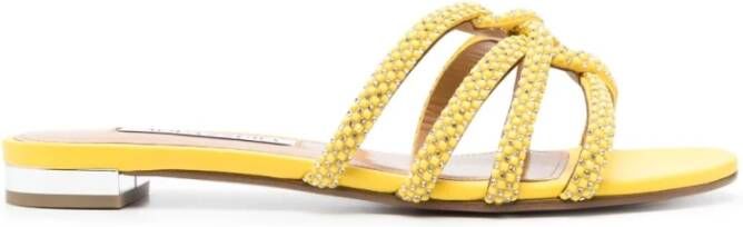 Aquazzura Moondust Versierde Platte Sandalen Yellow Dames