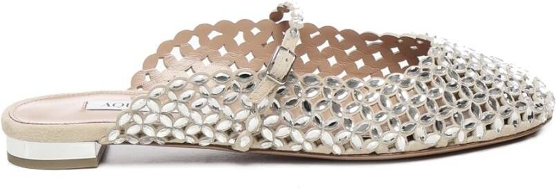 Aquazzura Nude Leren Instap Platte Sandalen