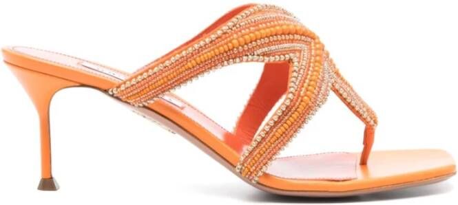 Aquazzura Oranje Kralen Teenslipper Sandalen