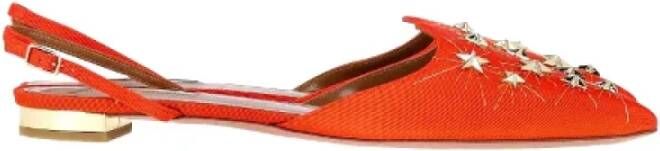 Aquazzura Pre-owned Fabric flats Orange Dames