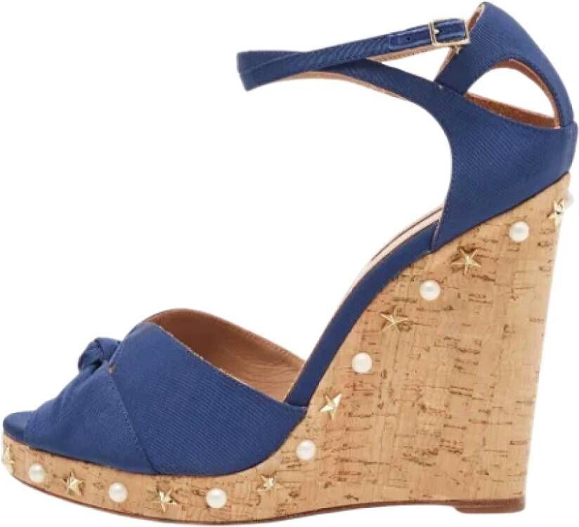 Aquazzura Pre-owned Fabric sandals Blue Dames