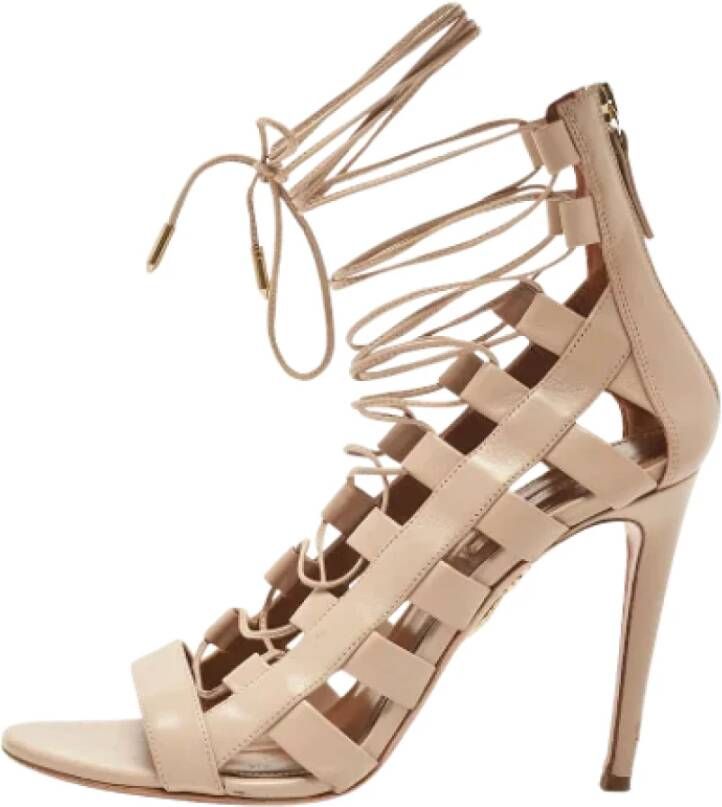 Aquazzura Pre-owned Leather sandals Beige Dames