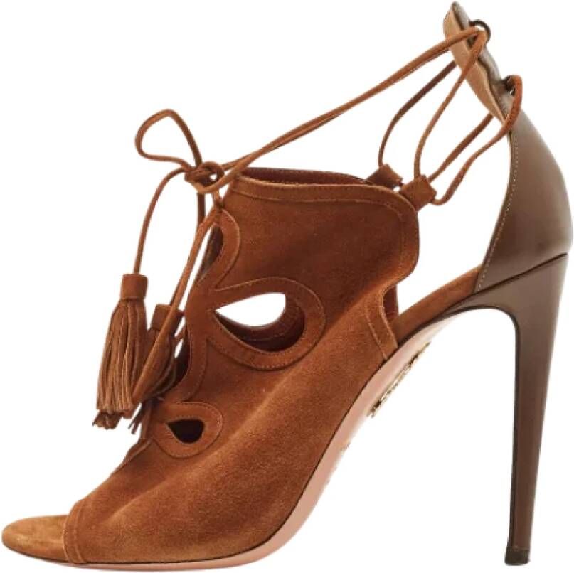Aquazzura Pre-owned Leather sandals Brown Dames