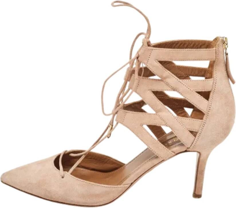 Aquazzura Pre-owned Suede heels Beige Dames