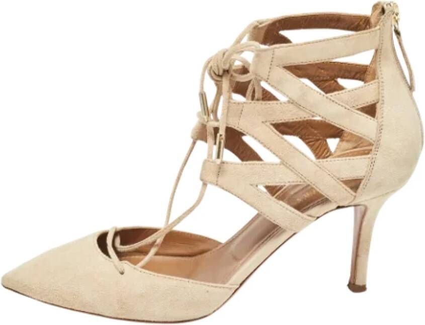 Aquazzura Pre-owned Suede heels Beige Dames