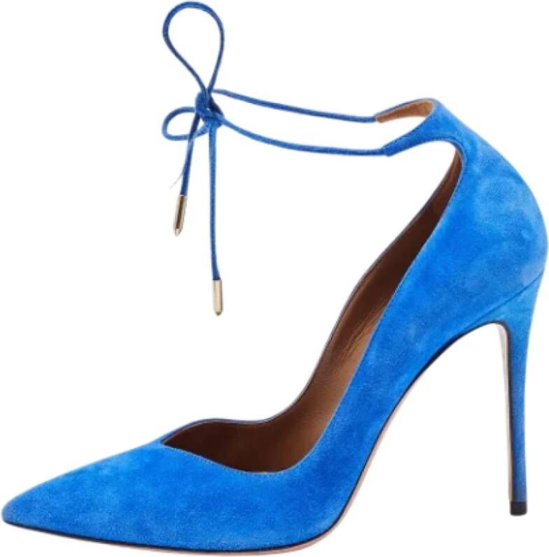 Aquazzura Pre-owned Suede heels Blue Dames