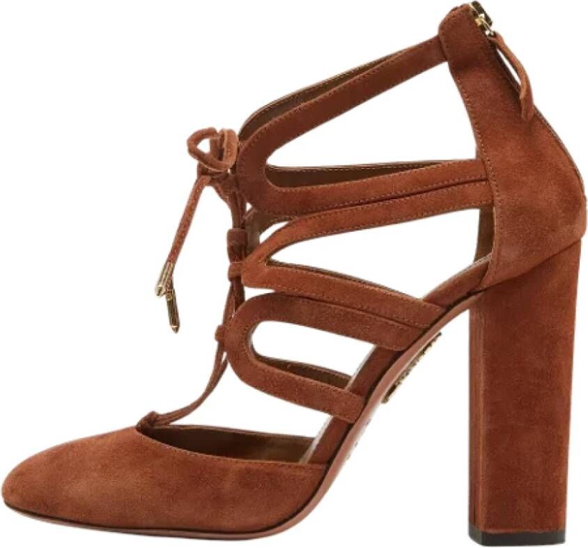 Aquazzura Pre-owned Suede heels Brown Dames