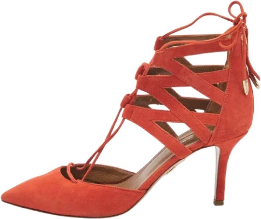 Aquazzura Pre-owned Suede heels Orange Dames