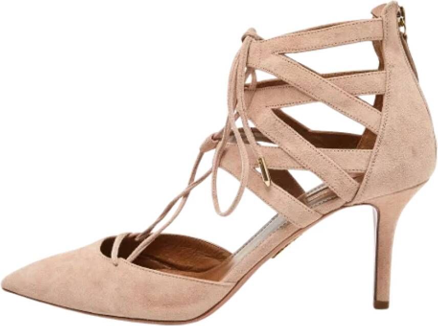 Aquazzura Pre-owned Suede heels Pink Dames