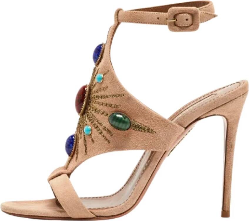 Aquazzura Pre-owned Suede sandals Beige Dames