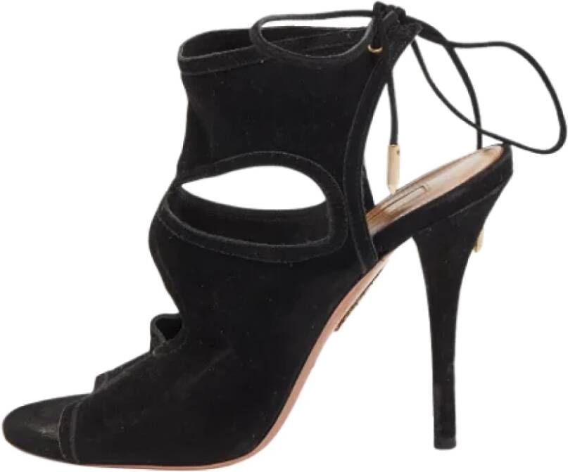 Aquazzura Pre-owned Suede sandals Black Dames