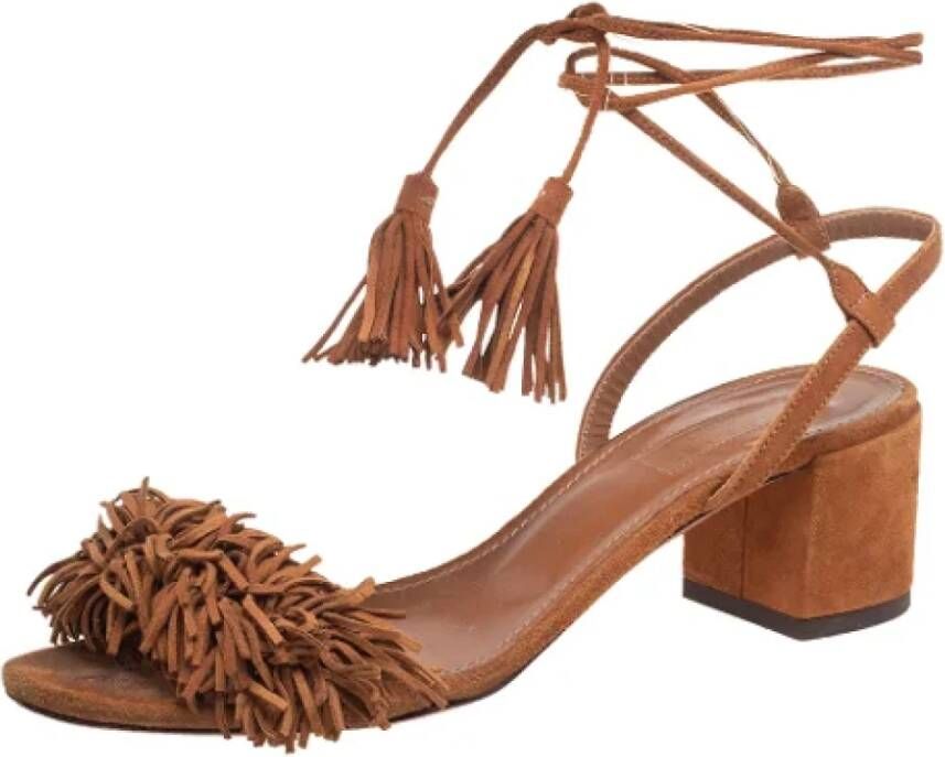 Aquazzura Pre-owned Suede sandals Brown Dames