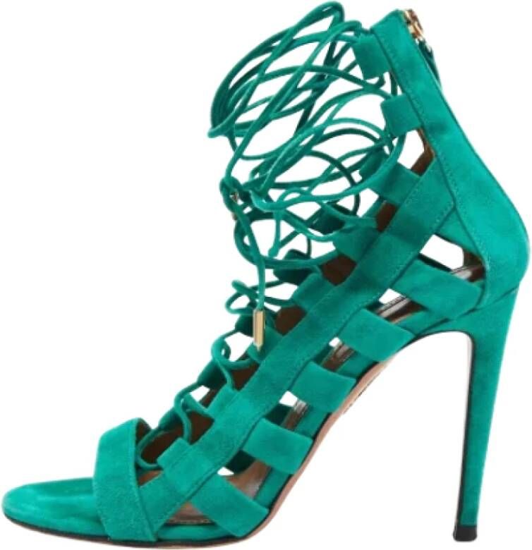 Aquazzura Pre-owned Suede sandals Green Dames