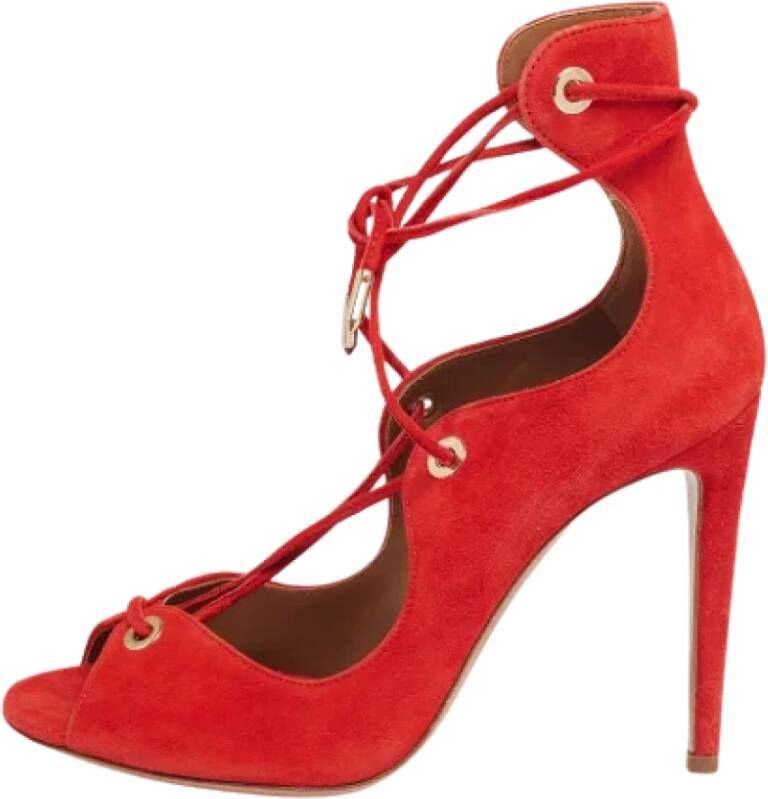 Aquazzura Pre-owned Suede sandals Red Dames