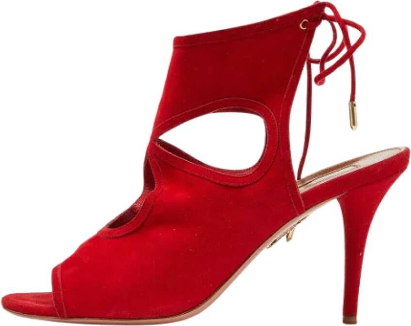 Aquazzura Pre-owned Suede sandals Red Dames