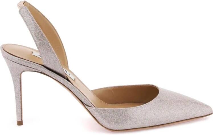 Aquazzura Glitter Slingback Pumps met 90mm Hak Beige Dames