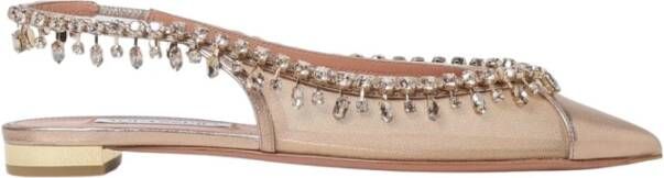 Aquazzura Roze Crystal Slingback Platte Schoenen