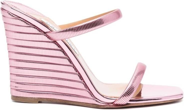 Aquazzura Roze Metallic Sleehak Sandalen Pink Dames