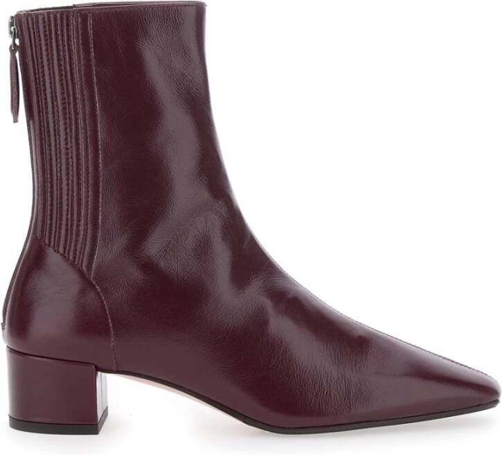 Aquazzura Bordeaux Leren Enkellaarzen Medium Hak