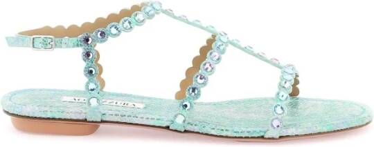 Aquazzura Slangenprint sandalen met kristallen Blue Dames
